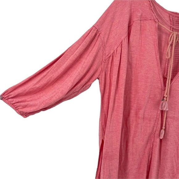 Free People Tunic Pink Bohemian Relaxed Fit Balloon Sleeve We The Free Size M - Picture 3 of 8
